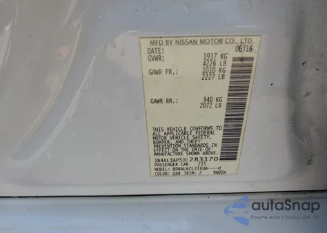 2018 Nissan Altima 2.5 Sr из США, поврежденный, VIN 1N4AL3AP3JC283170